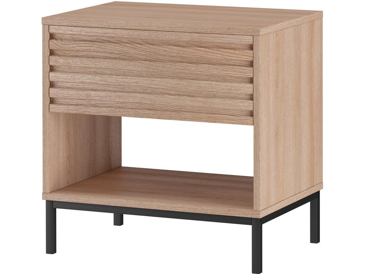 Nachttisch Celine Naturfarben B: 50 cm - Schwarz/Naturfarben, Design, Holzwerkstoff/Metall (50/50/35cm) - MID.YOU