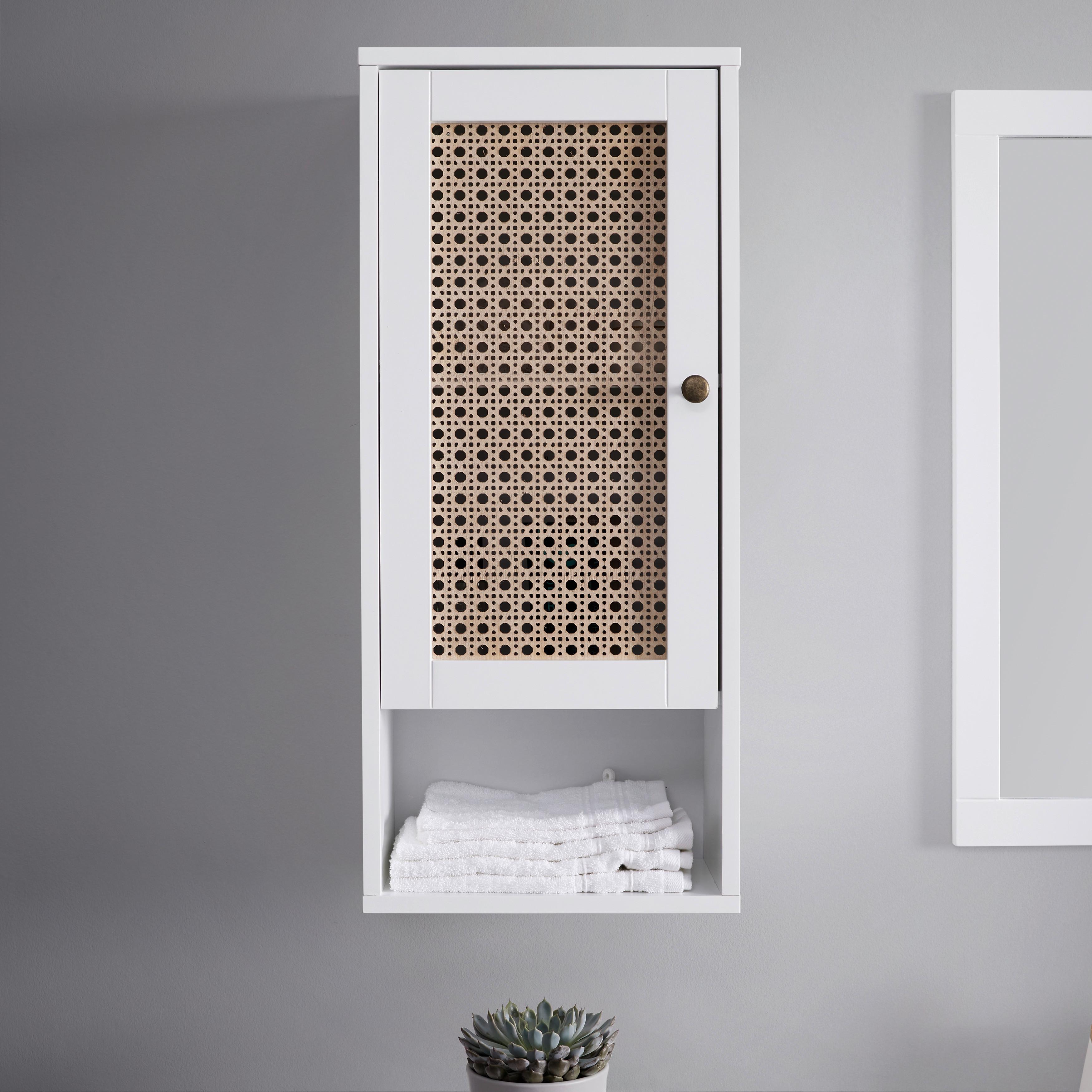 Závěsná skříňka LISA bílá - bílá/bronzová, Moderní, kov/kompozitní dřevo (32/72/20cm) - Bessagi Home