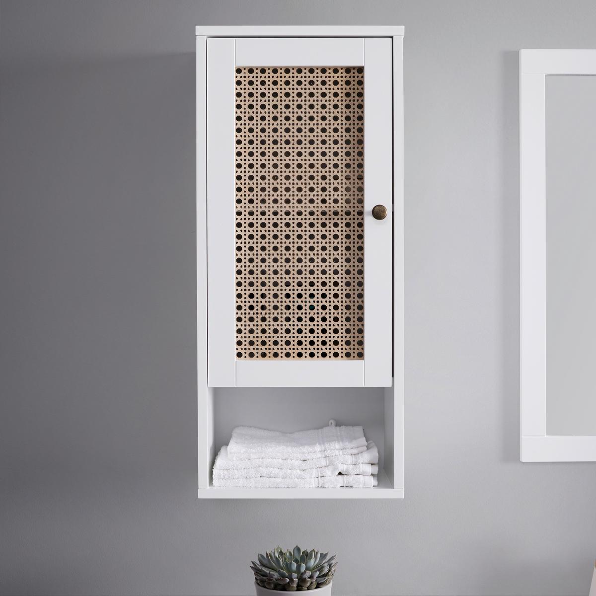 Závesná skrinka LISA biela - biela/bronzová, Modern, kov/kompozitné drevo (32/72/20cm) - Bessagi Home