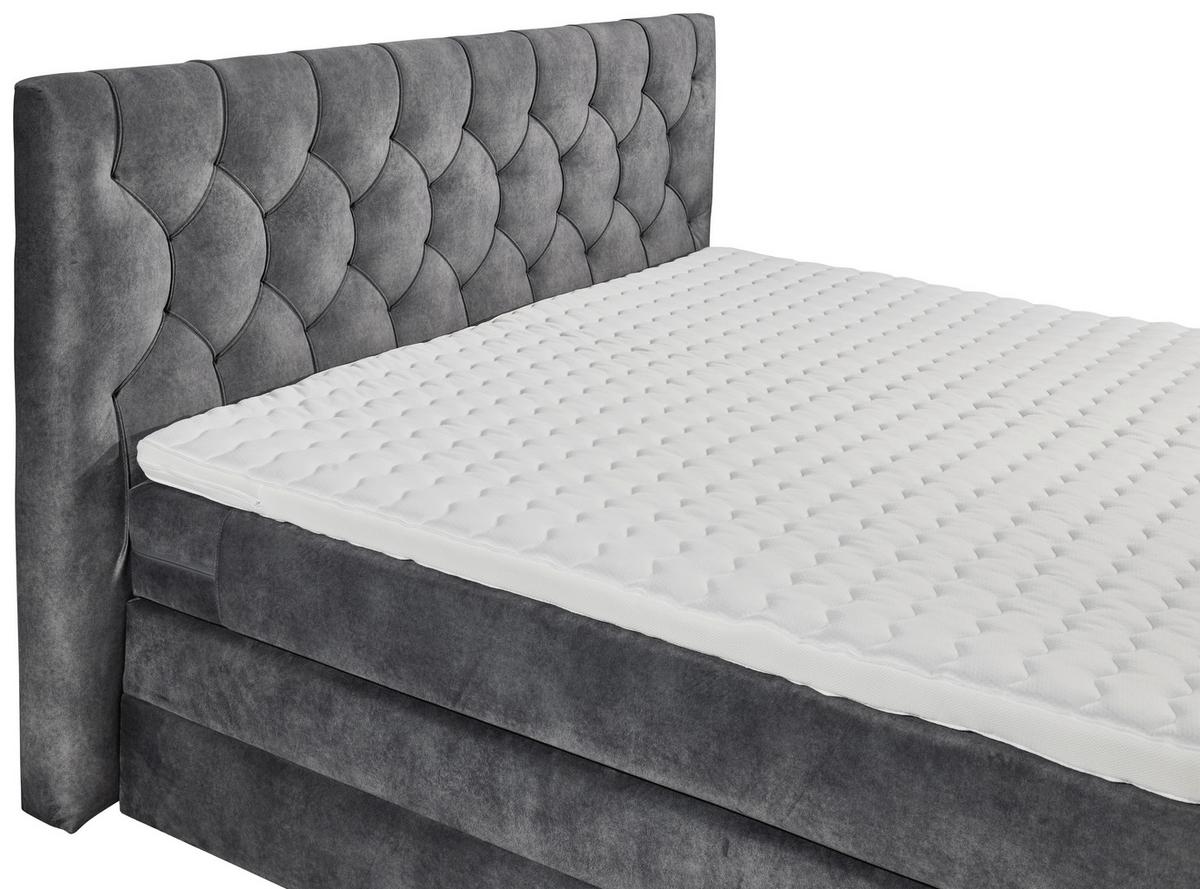 Boxspringbett Mit Topper 180x200 Cm Cashfield - Anthrazit/Schwarz, MODERN, Holzwerkstoff/Textil (180/200cm) - MID.YOU