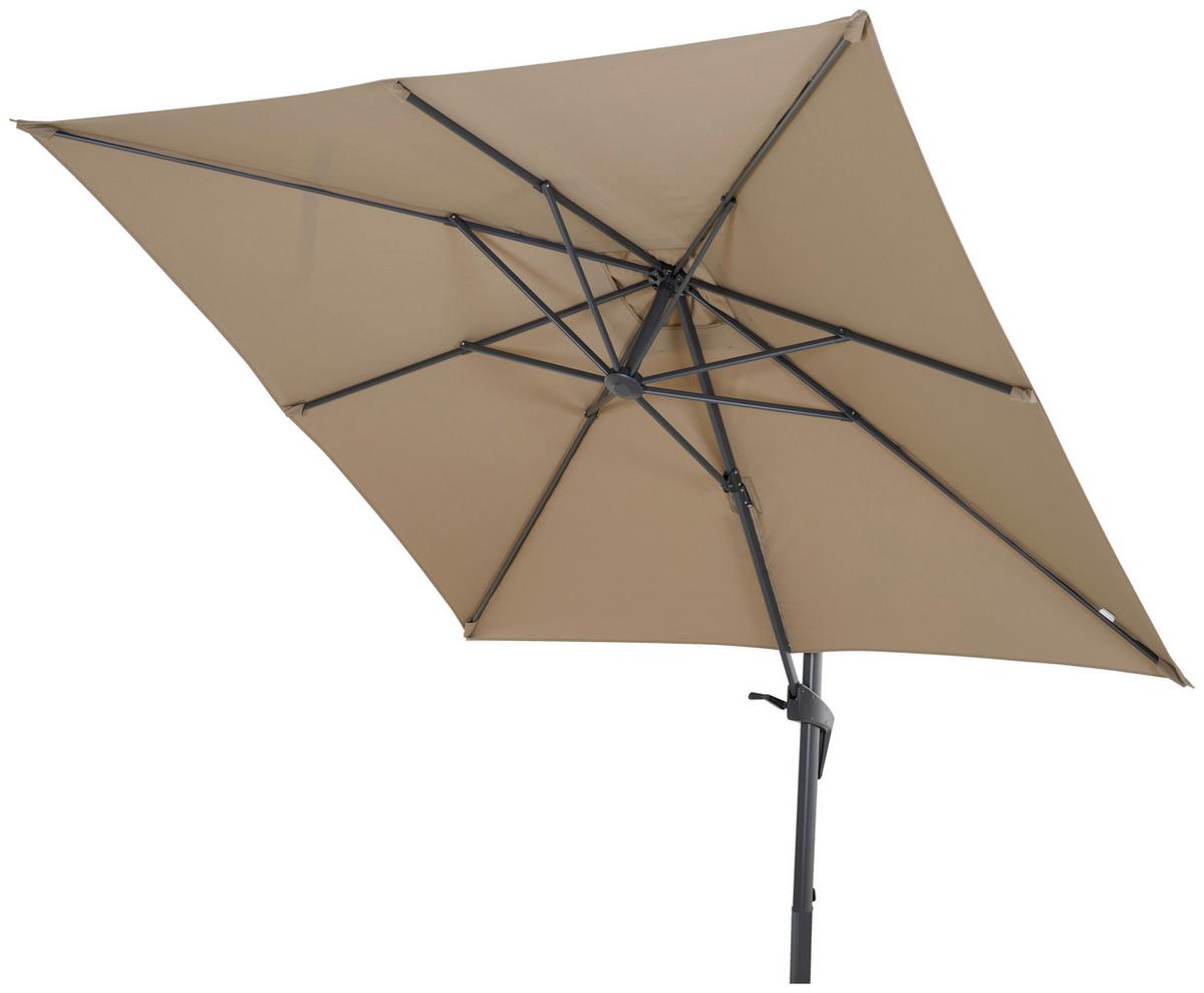 Ampelschirm Bl: 300x300 cm Mit Schirmständer Anthrazit/Taupe - Taupe/Anthrazit, MODERN, Textil/Metall (250/250cm) - Siena Garden