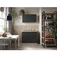Miniküche Merle Schwarz, Eiche Dekor B: 100 cm - Eichefarben/Schwarz, Basics, Holzwerkstoff (100cm) - Respekta