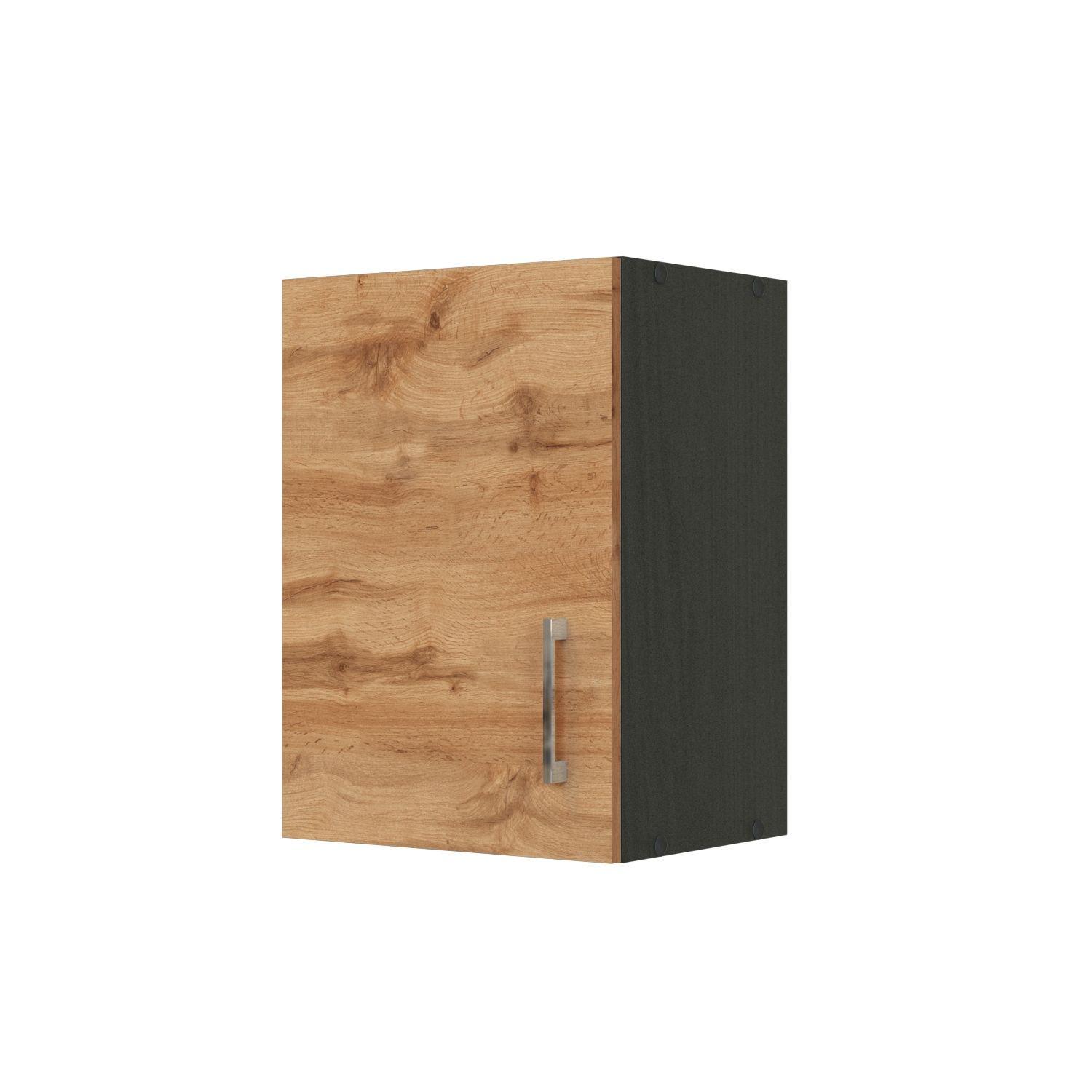 Küchenoberschrank B : 40 cm Eiche Dekor 1 Drehtür - Anthrazit/Eiche Wotan, MODERN, Holzwerkstoff (40/57/34cm) - Held