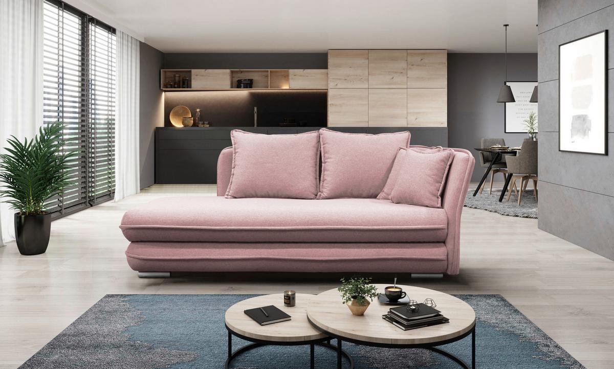 Liege Latte Rosa Inkl. Bettkasten Ottomane Rechts - Silberfarben/Rosa, Design, Textil (224/84/99/107cm) - MID.YOU