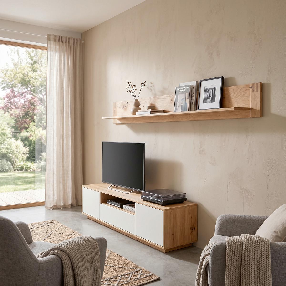 WANDBOARD PRAG - Eichefarben, Design, Holz/Holzwerkstoff (165/22/21cm) - Livetastic