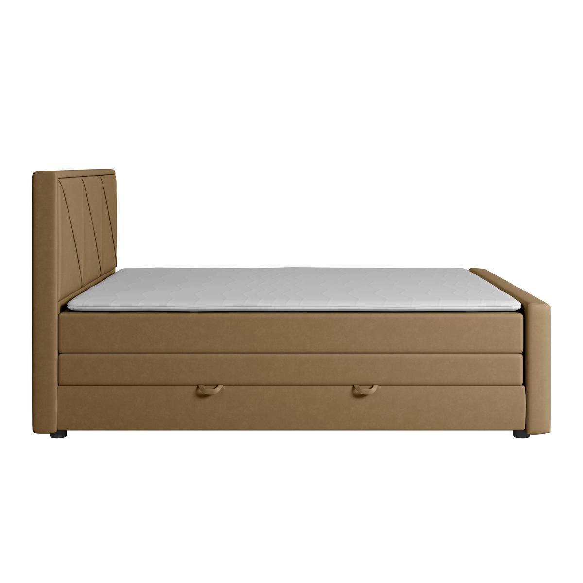 Boxspringbett mit Bettkasten Bologna 180x200 cm Beige - Beige/Schwarz, MODERN, Holz/Kunststoff (180/200cm) - MID.YOU
