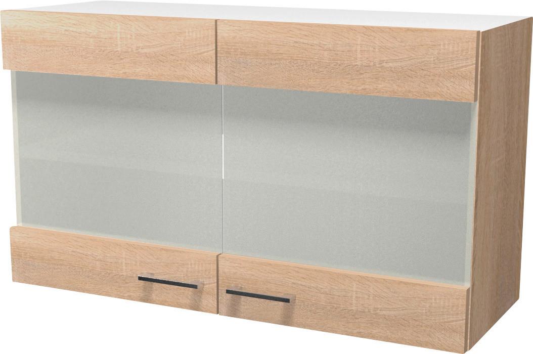 Küchenoberschrank Samoa 100 cm Eiche Dekor 2 Drehtüren + Glas