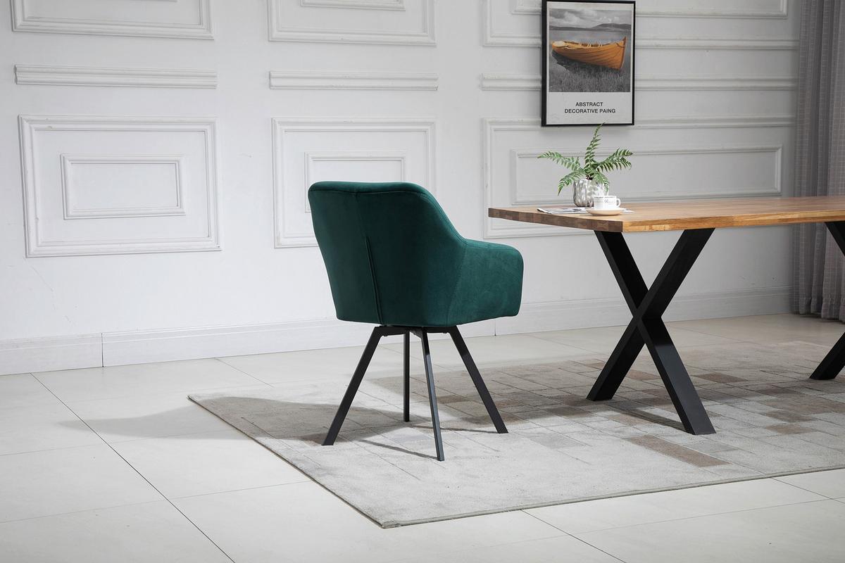 Armlehnstuhl Waldgrün B: 61 Cm - Waldgrün/Schwarz, MODERN, Textil/Metall (61/85/62cm) - Livetastic