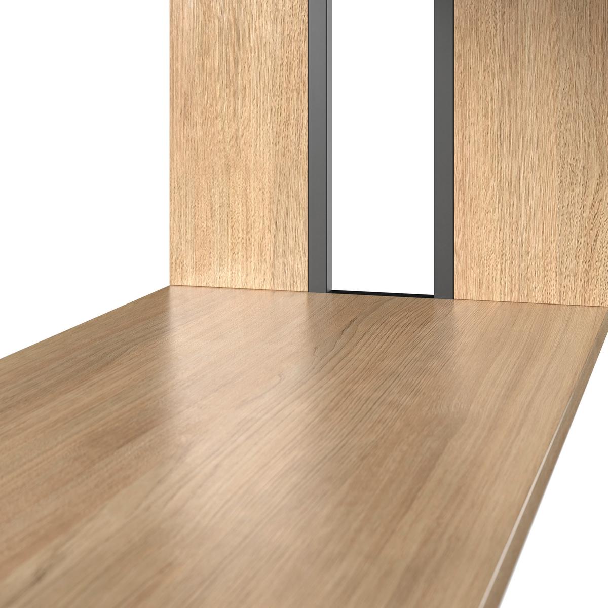 REGÁL FINN - černá/barvy dubu, Moderní, kov/kompozitní dřevo (80/185/35cm) - Bessagi Home