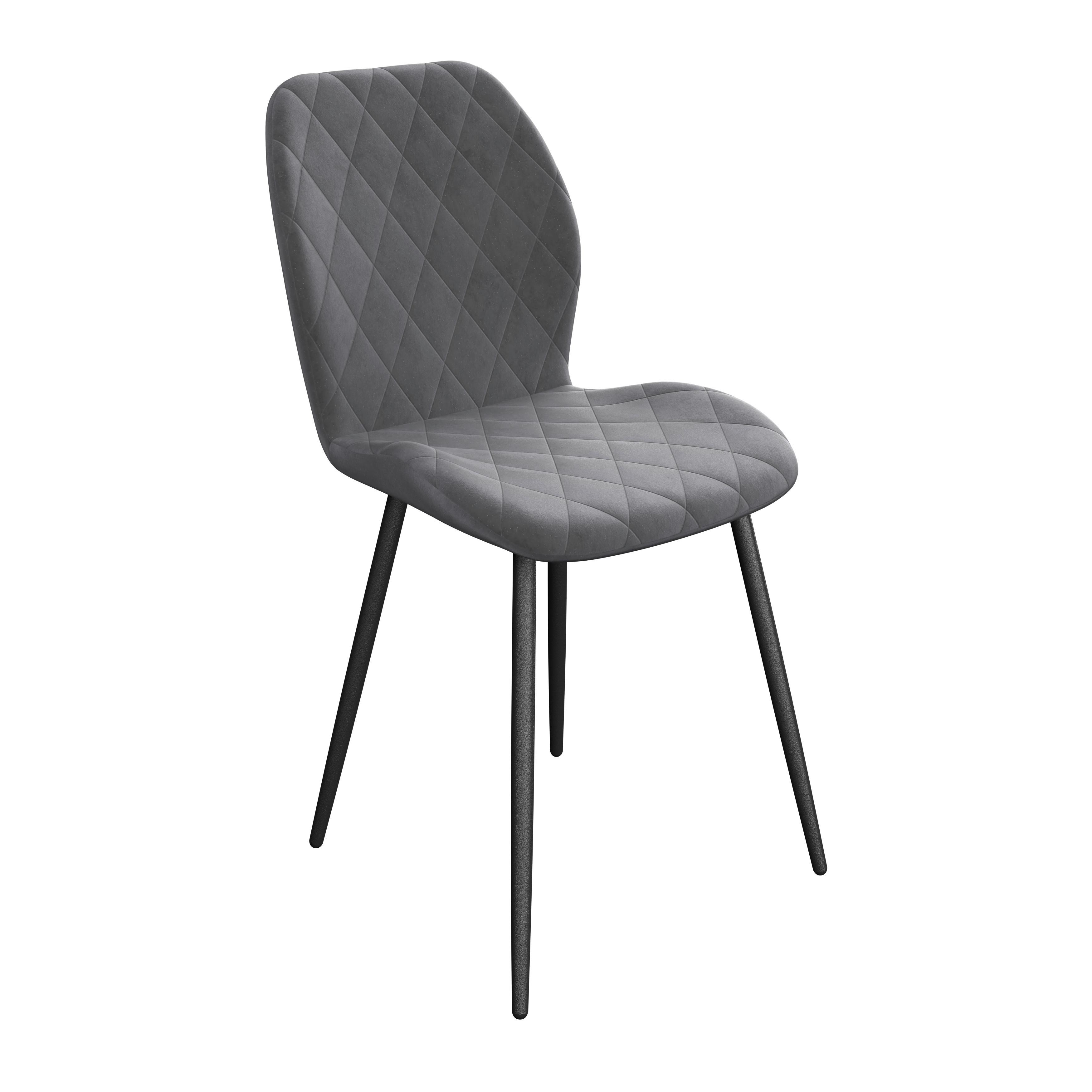 Vierfußstuhl Zoe Samt dunkelgrau, B: 58cm - Dunkelgrau/Schwarz, Trend, Textil/Metall (58/85/47cm)