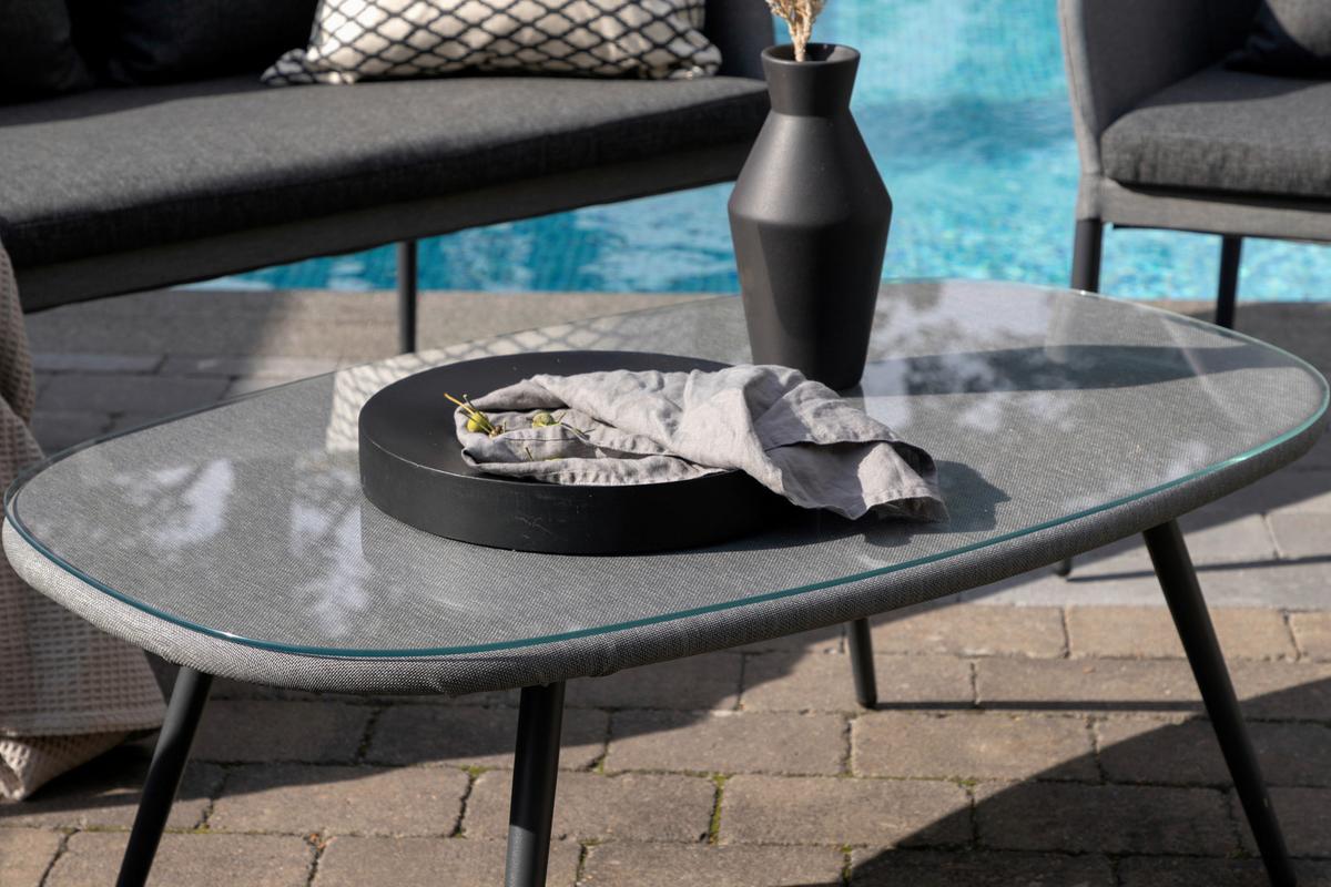 Loungegarnitur Spoga - Schwarz/Grau, KONVENTIONELL, Textil/Metall - Gardenson