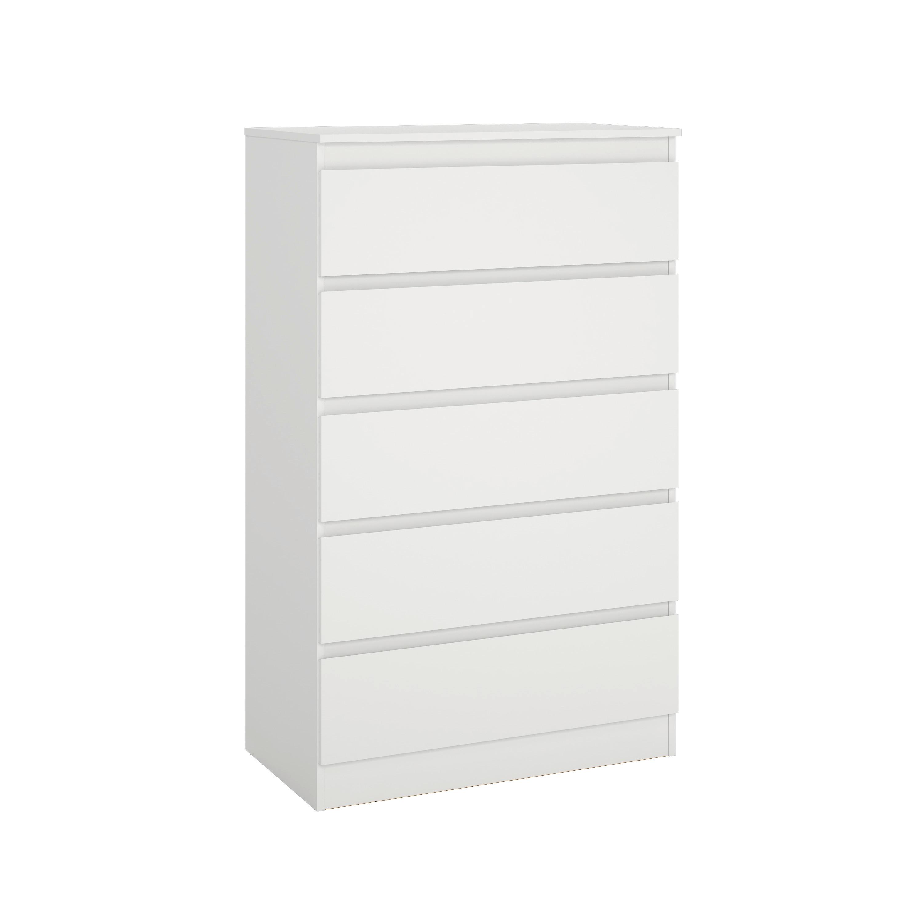 Komoda MARA 5 biela - bílá, Konvenční, dřevo (77/125/42cm) - Mömax
