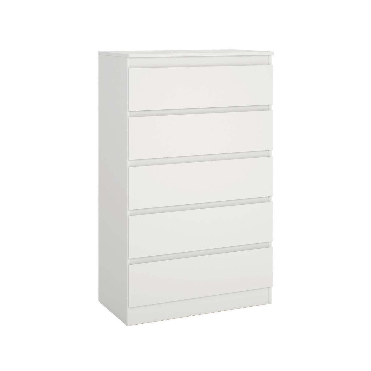 Komoda MARA 5 biela - bílá, Konvenční, dřevo (77/125/42cm) - Mömax