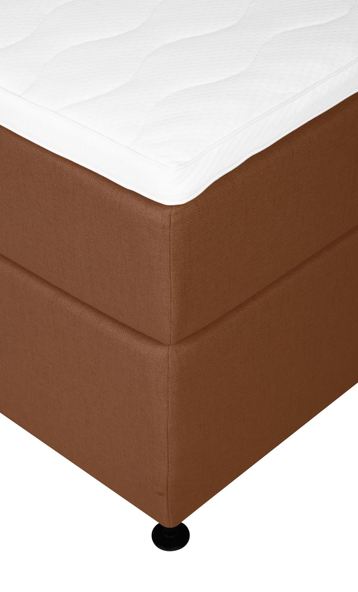 Boxspringbett Wels Terracotta 140x200 cm inkl. Topper - Terracotta/Schwarz, MODERN, Textil (140/200cm) - MID.YOU
