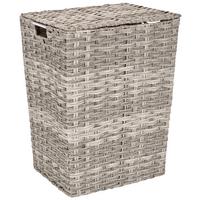 Wäschetonne Mit Deckel Jandra Grau/silber 40x52x30 Cm - Silberfarben/Grau, ROMANTIK / LANDHAUS, Kunststoff/Metall (40/52/30cm) - James Wood