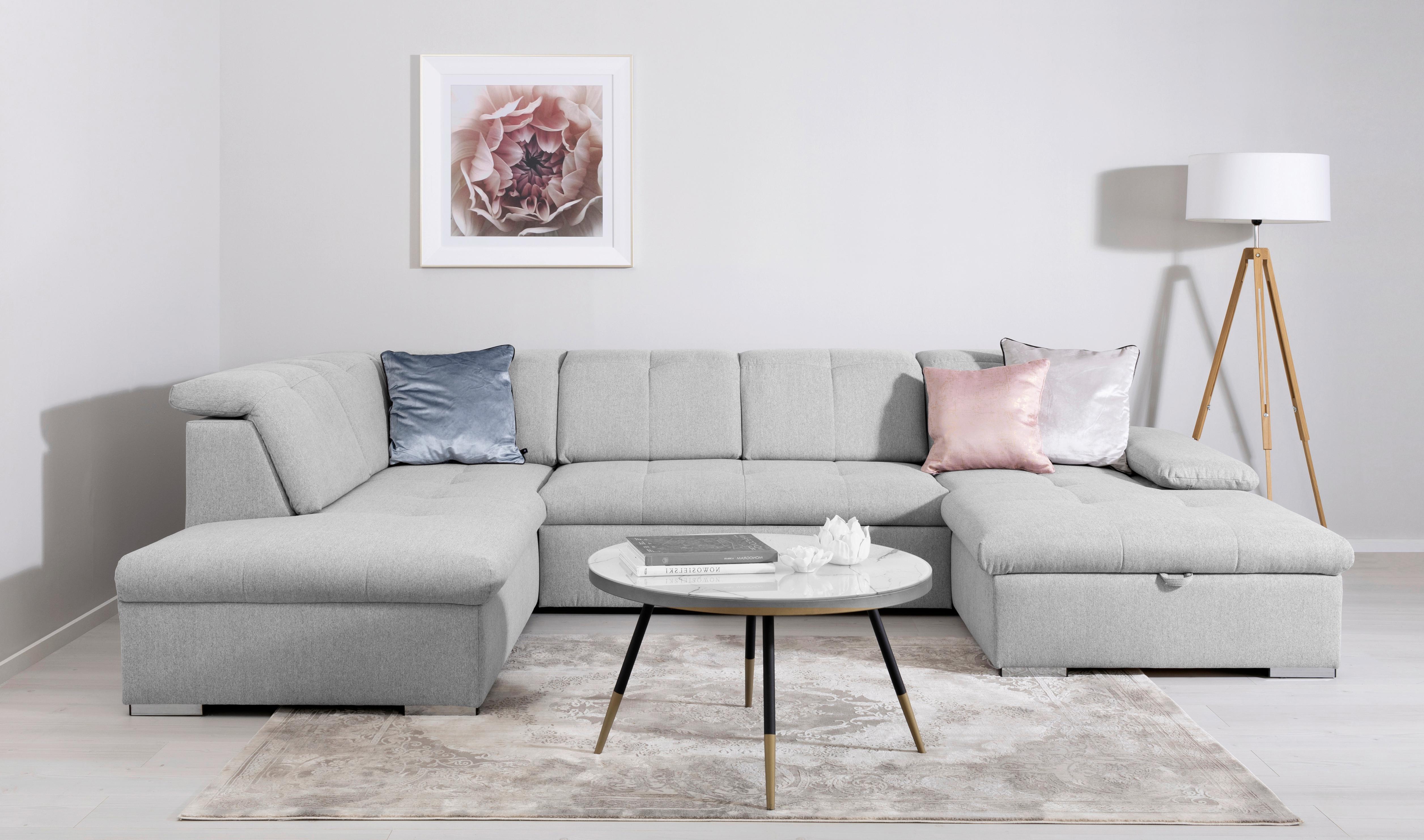 Wohnlandschaft Ramzes Hellgrau U: 215x328x173 cm - Hellgrau/Grau, Design, Textil (215/328/173cm) - MID.YOU