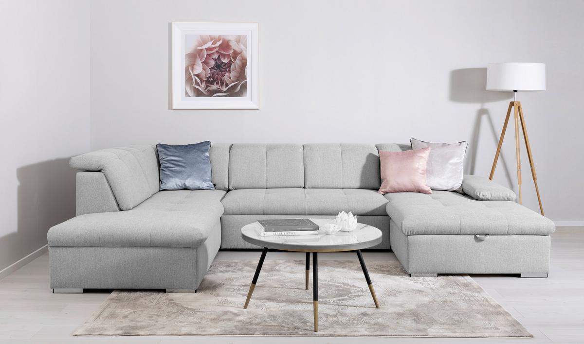 Wohnlandschaft Ramzes Hellgrau U: 215x328x173 cm - Hellgrau/Grau, Design, Textil (215/328/173cm) - MID.YOU