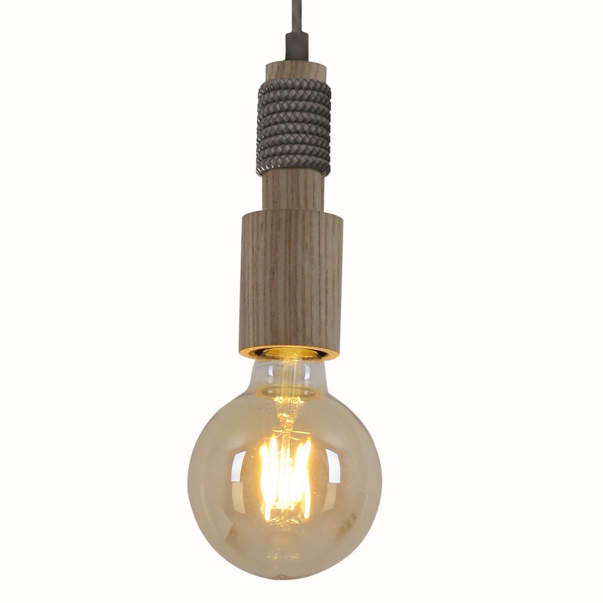 Hängeleuchte H: ca. 124 cm 1-Flammig - Naturfarben, KONVENTIONELL, Holz/Kunststoff (5/124cm) - Näve