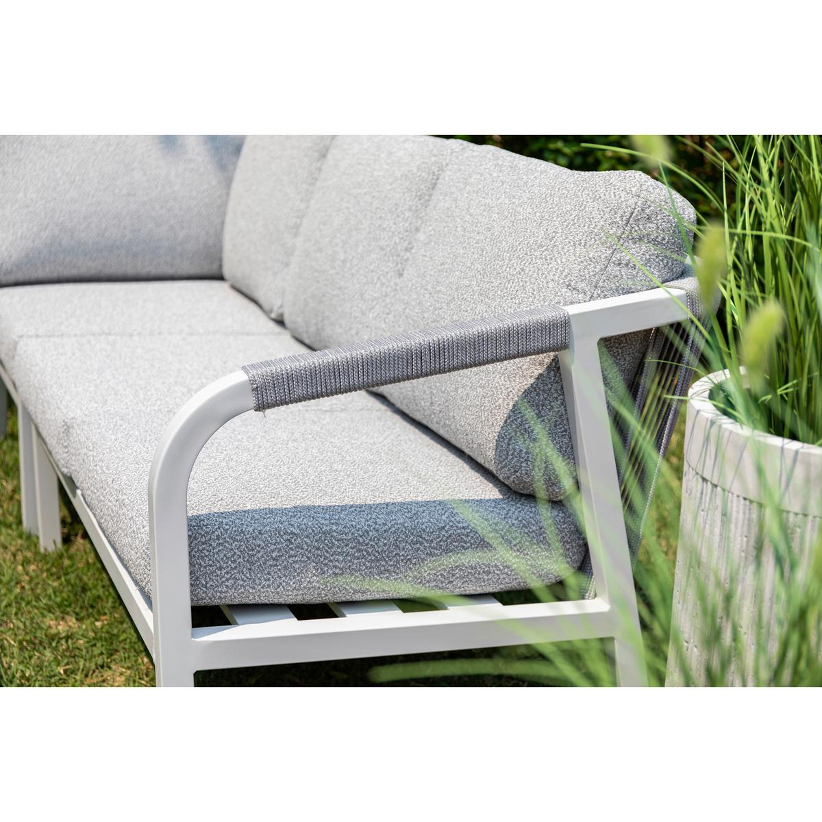 DINING-LOUNGESET HARVEY XL - Weiß/Grau, MODERN, Glas/Textil - Gardenson