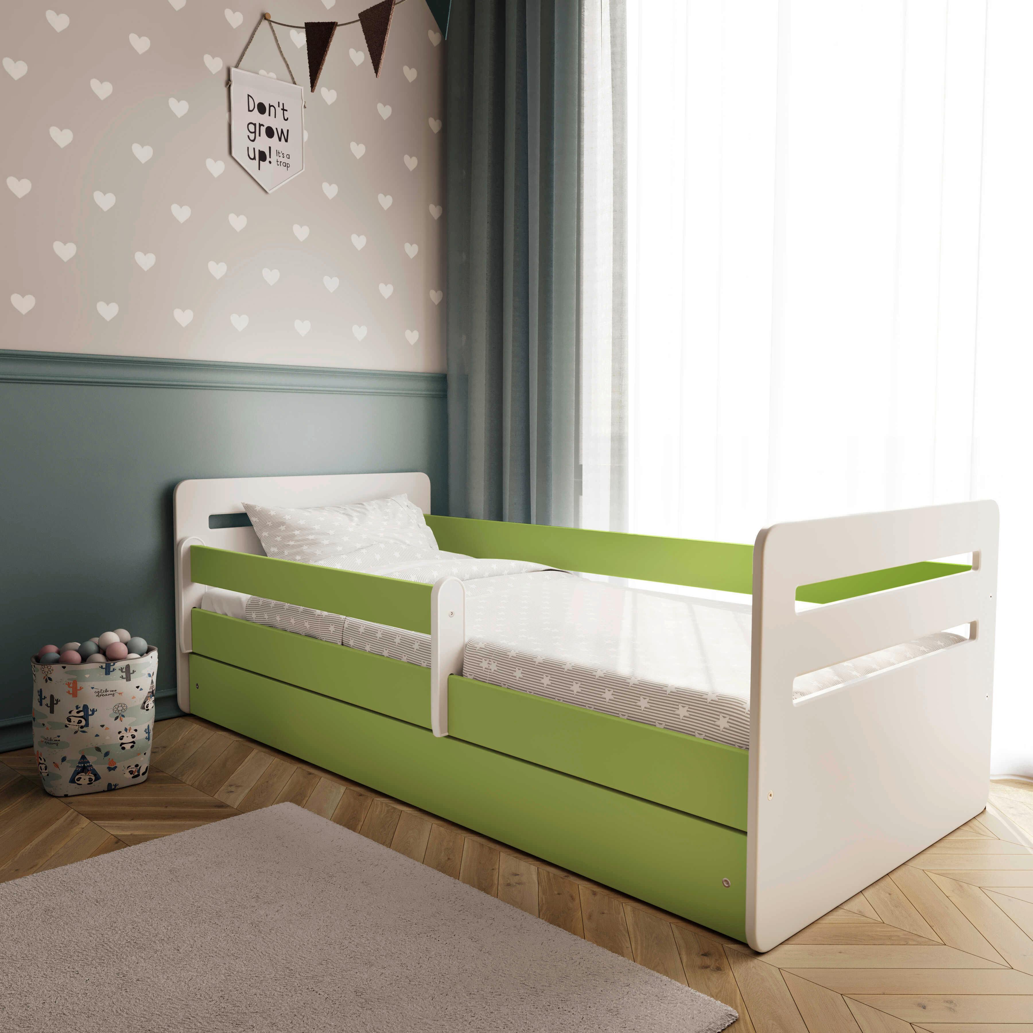 Kinder-/Juniorbett Tomic Grün/Weiß B: 80cm - Birkefarben/Weiß, MODERN, Holz/Holzwerkstoff (80/180cm) - MID.YOU