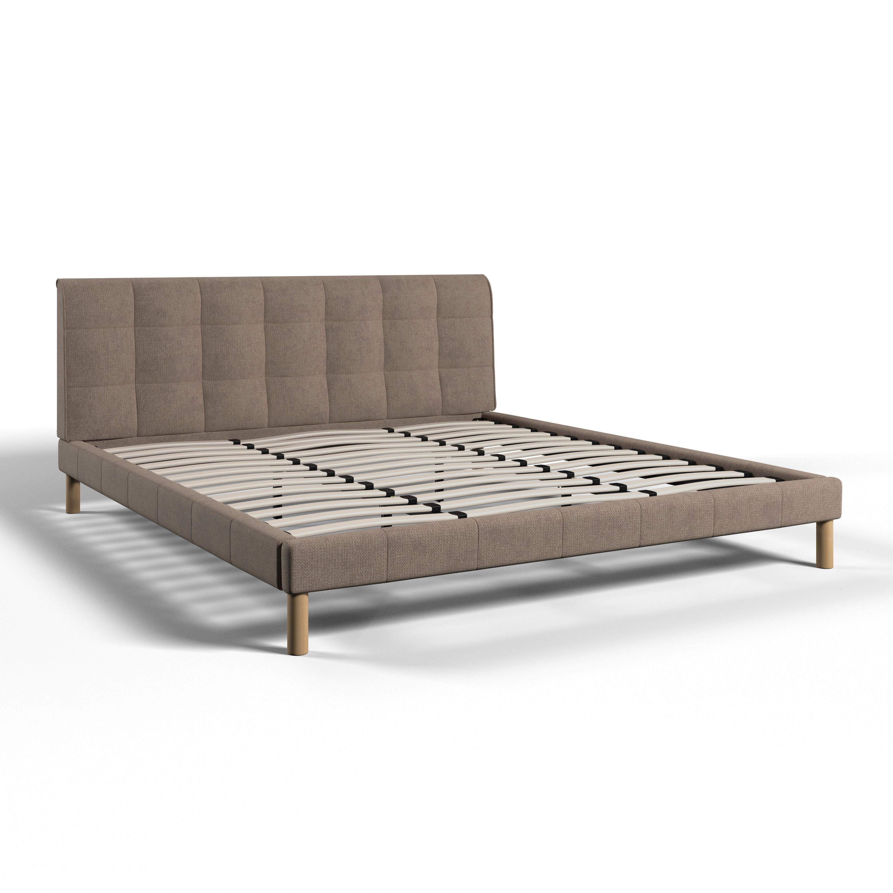 Čalouněná postel MARA 180x200 cm, šedobéžová - šedobéžová/přírodní barvy, Moderní, kov/dřevo (180/200cm) - Bessagi Home