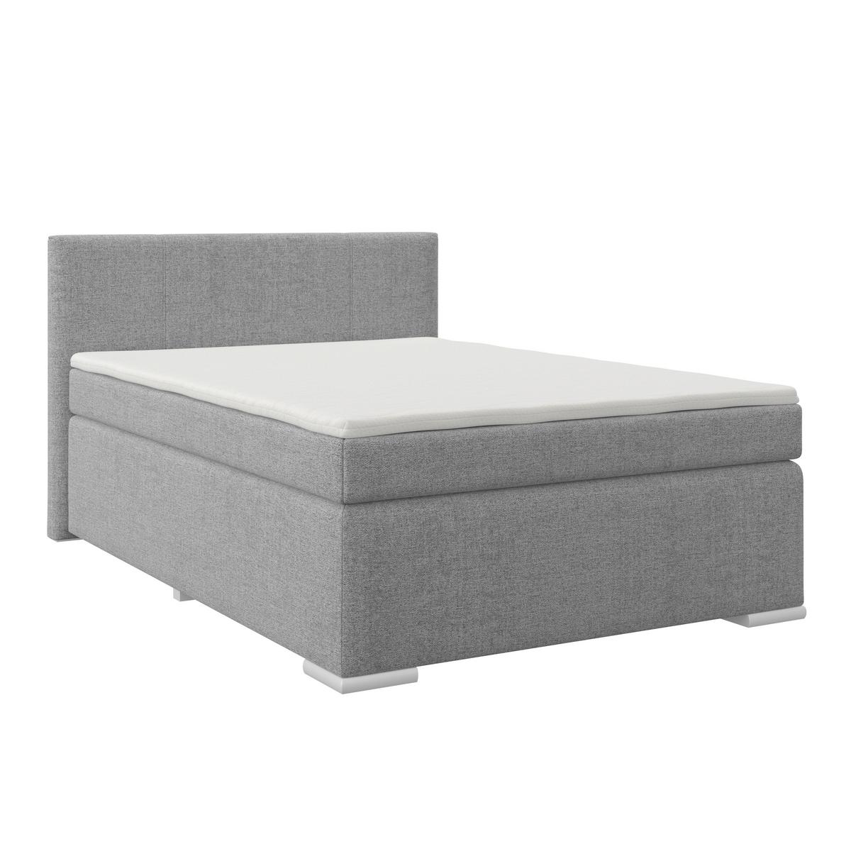 Boxspringbett Mira I Nordic, Lf: 120x200 cm - Alufarben/Grau, Basics, Textil (120/200cm)