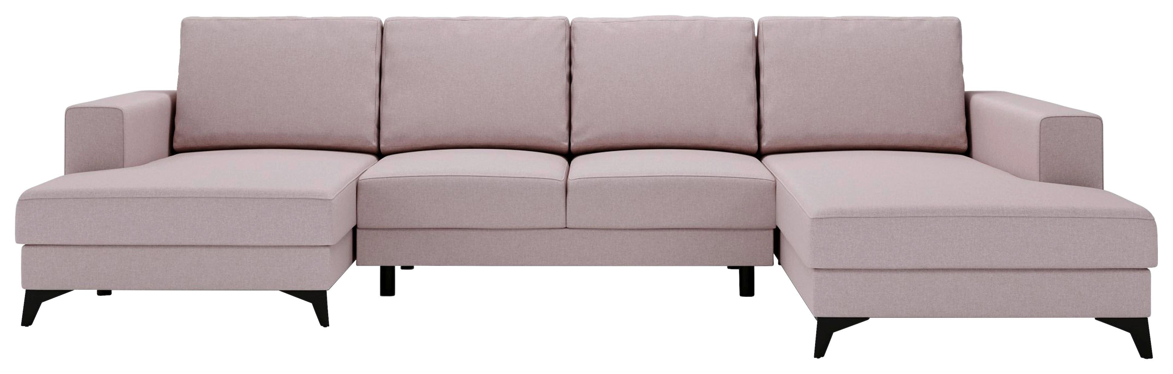 Harvey Rosa U: 156x339x190 cm - Schwarz/Rosa, Design, Textil (156/339/190cm) - Livetastic