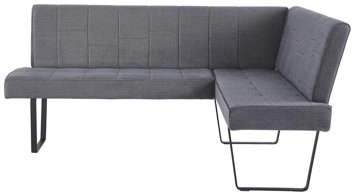 Eckbank Tilos Samt Dunkelgrau, S: 190x150 cm - Dunkelgrau/Schwarz, KONVENTIONELL, Textil/Metall (190/150cm) - MID.YOU