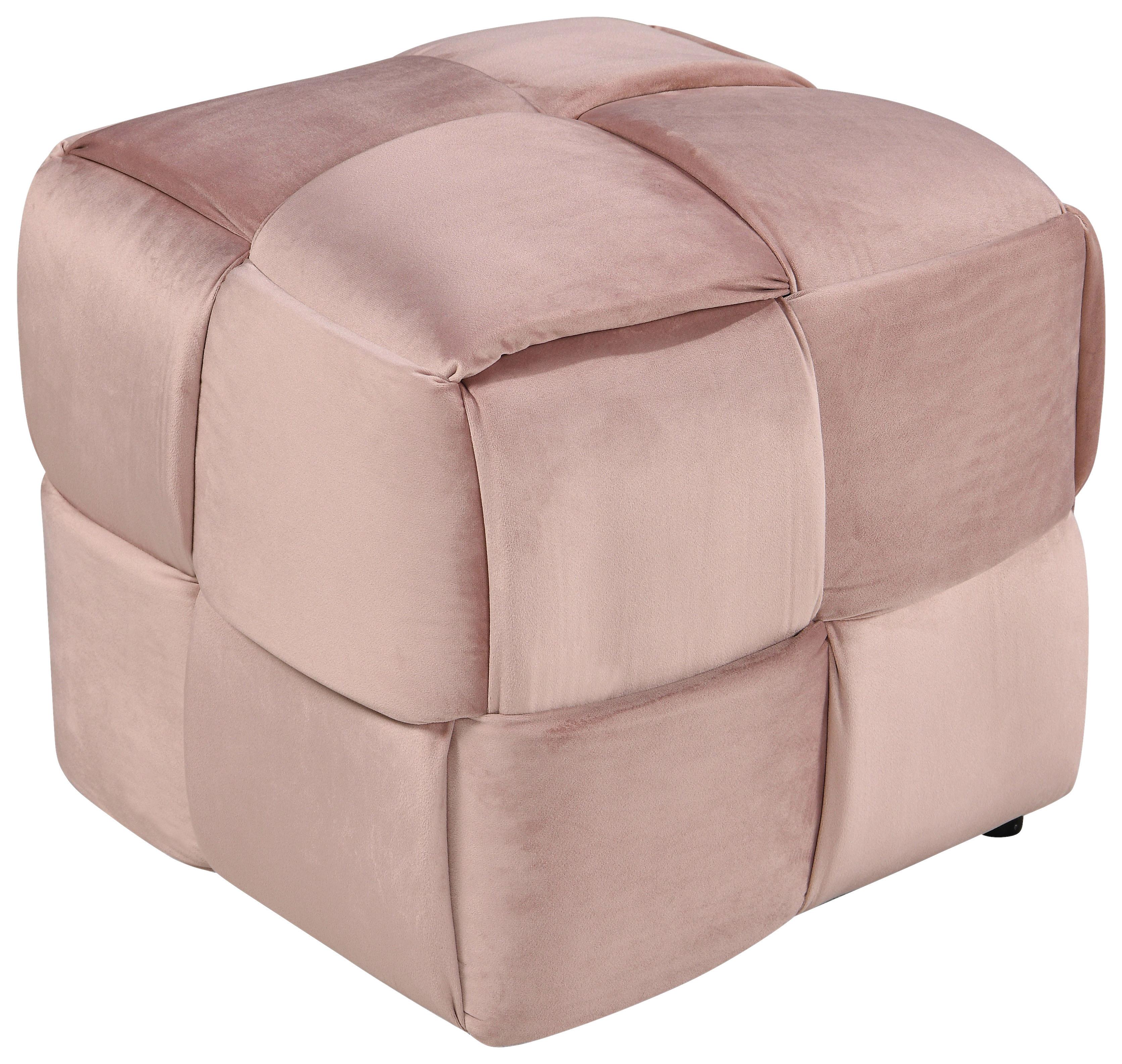 Štvorcová taburetka ELLIOT, hnedofialová, max. do 120 kg - čierna/pink, Modern, drevo/textil (46/41/46cm) - Mömax