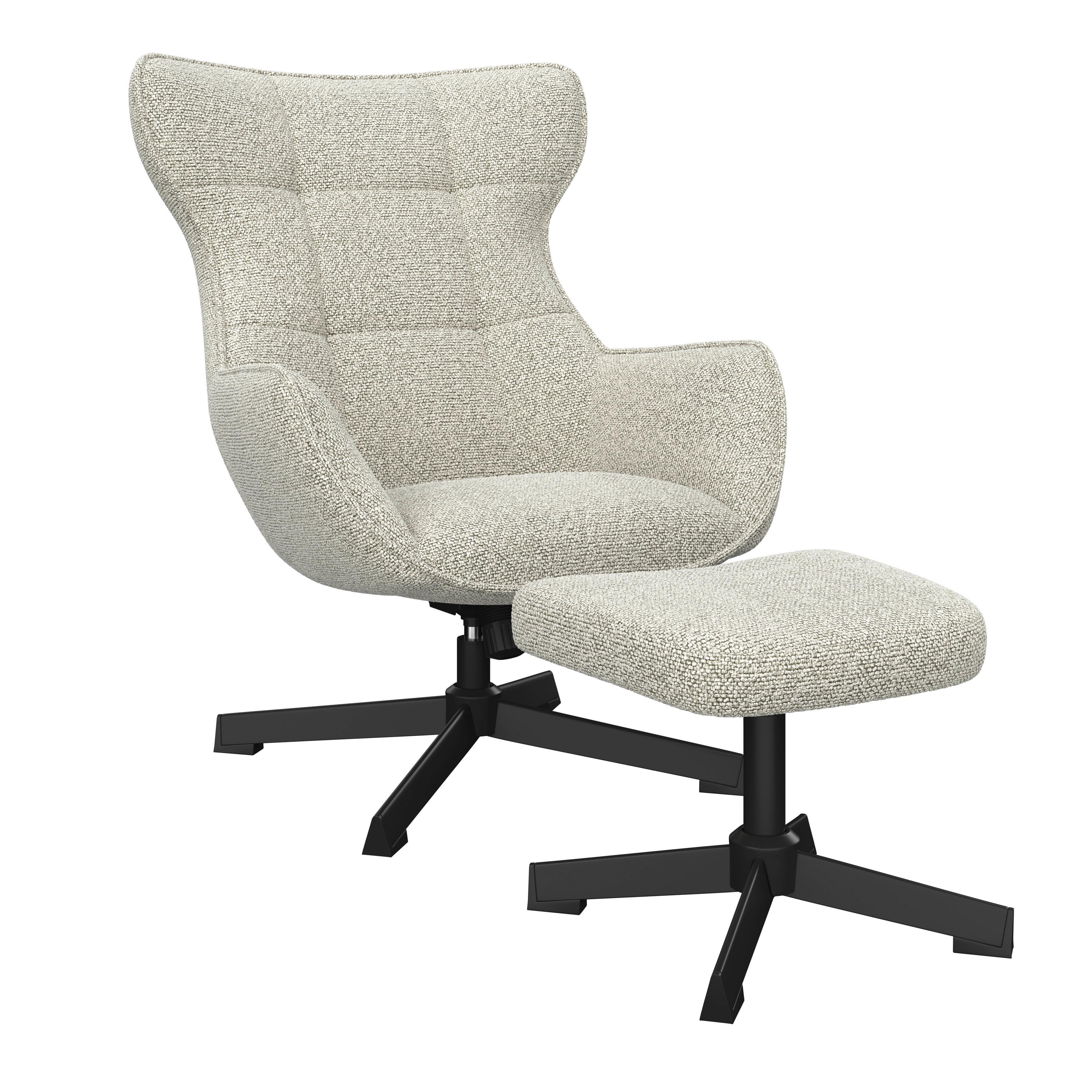 Relaxsessel Bogota beige, 360° drehbar - Beige/Schwarz, MODERN, Textil/Metall (76/101/86cm) - Luca Bessoni