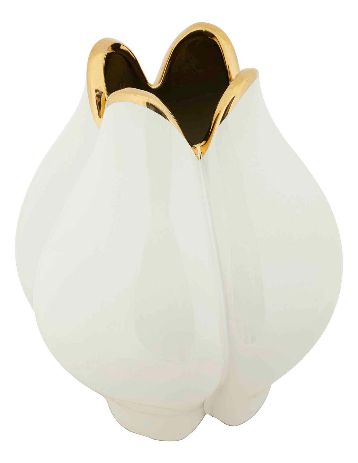 Vase Potter Weiß, Goldfarben B:23cm - Goldfarben/Weiß, Basics, Keramik (23/27.5/23cm)