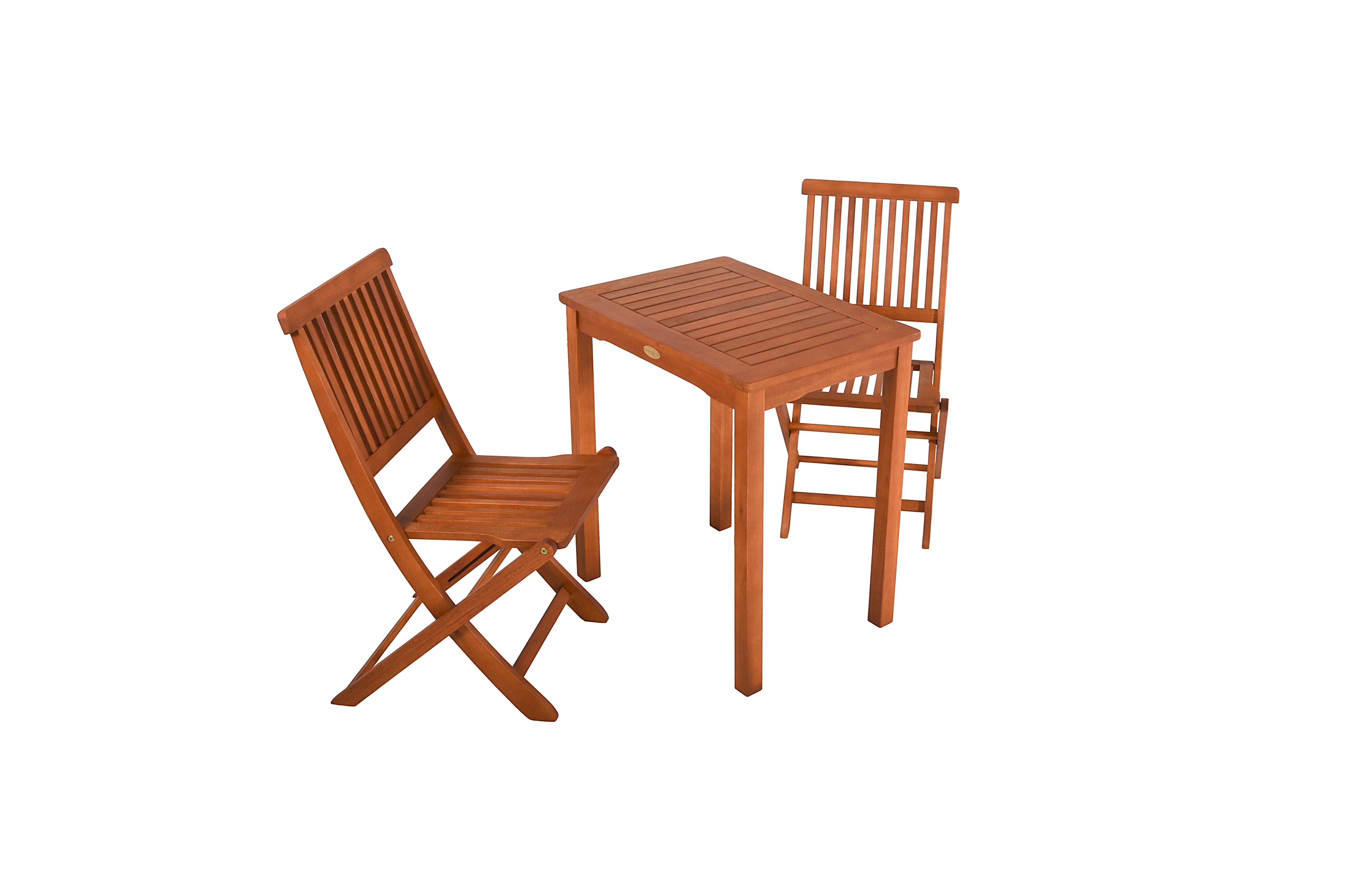 Gartengarnitur 3-Tlg aus Eukalyptusholz - Eukalyptusholzfarben, Basics, Holz - Gardenson