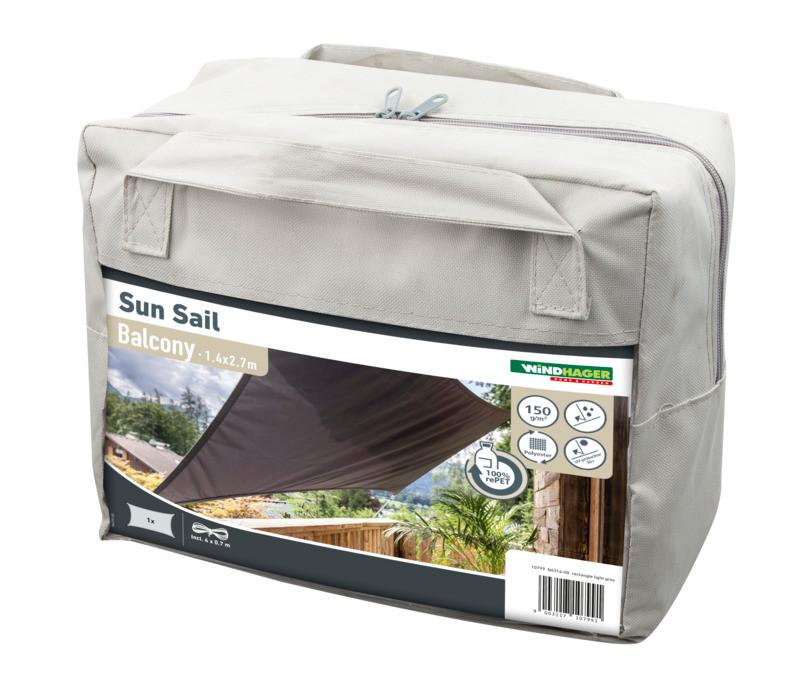 Gartensonnensegel Balkon-Repet Grau - Grau, Basics, Textil (170/270cm)