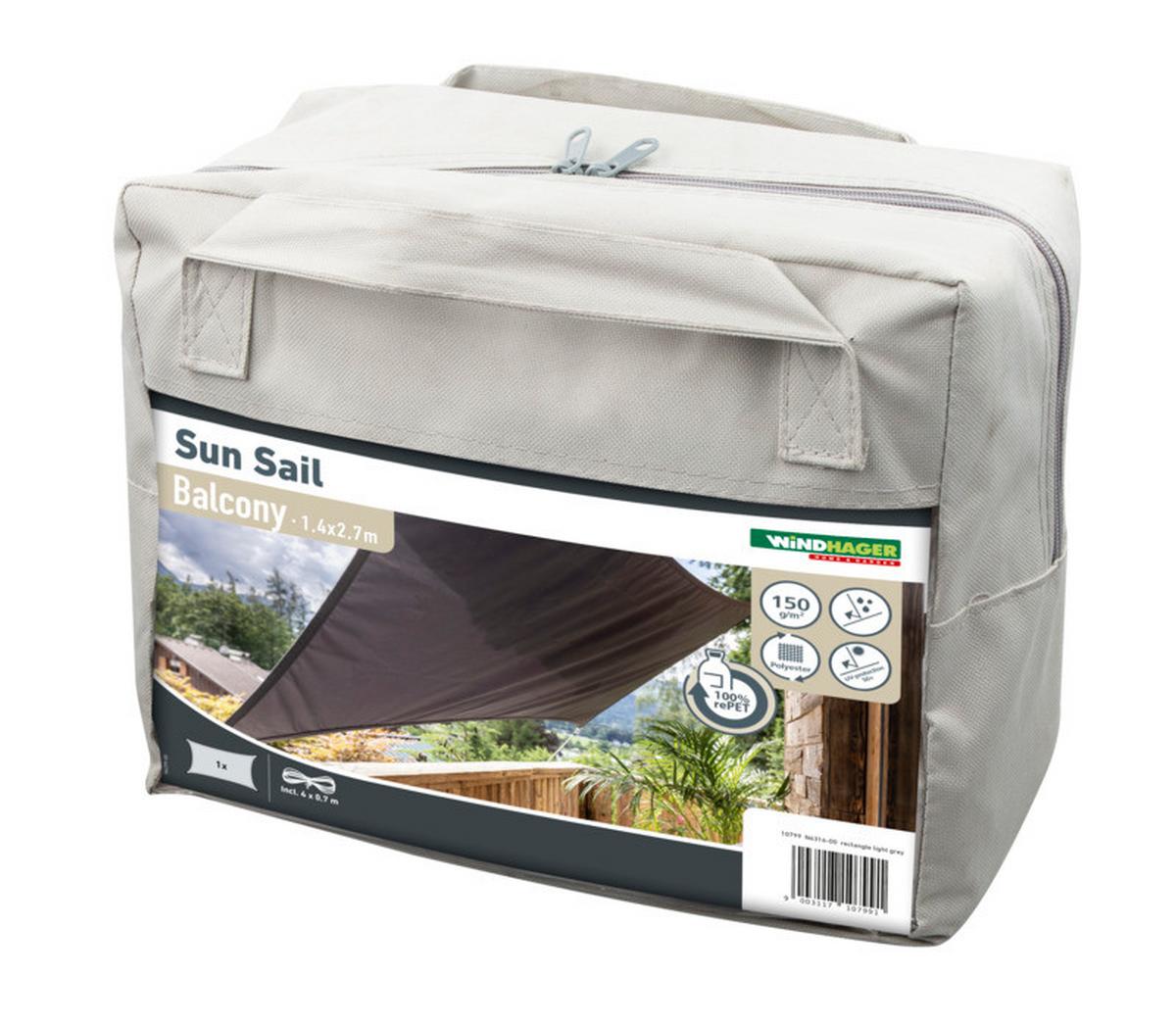 Gartensonnensegel Balkon-Repet Grau - Grau, Basics, Textil (170/270cm)