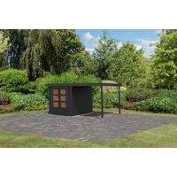 Gartenhaus Gaia 2 anthrazit,  mit Anbaudach - Anthrazit, MODERN, Holz/Metall (209/208/213cm)