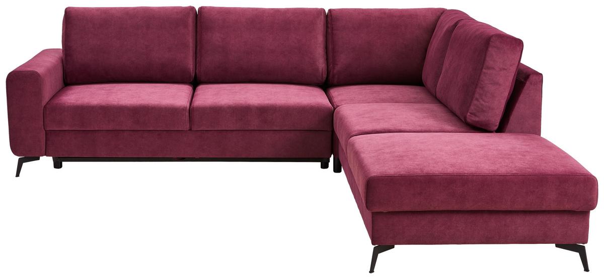 Rohová sedačka ADESSO, pravá, bordová barva - bordeaux/černá, Konvenční, kov/textil (275/257cm) - MID.YOU