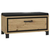 Garderobenbank Trondheim B: 89,1 cm Eiche/Schwarz - Eichefarben/Schwarz, Basics, Holzwerkstoff/Kunststoff (89,1/44,7/41,5cm) - Livetastic