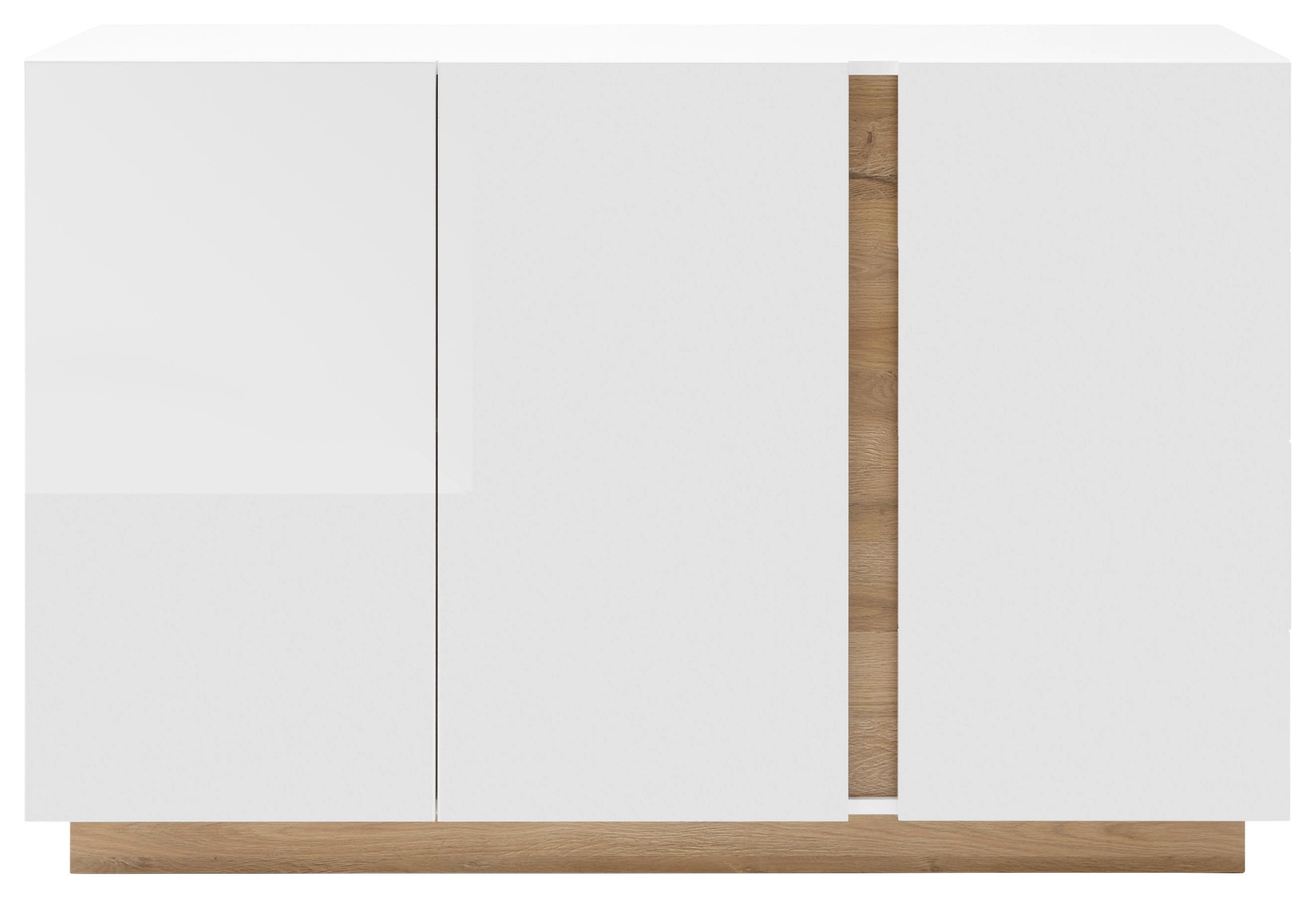 Sideboard Clair Weiß/Eiche Dekor B:138cm - Eichefarben/Weiß, Design, Holzwerkstoff (138/91/40cm) - MID.YOU