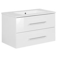 Waschbecken mit Unterschrank Perfekt B: 82 cm Weiß - Weiß, MODERN, Keramik/Holzwerkstoff (82cm) - MID.YOU