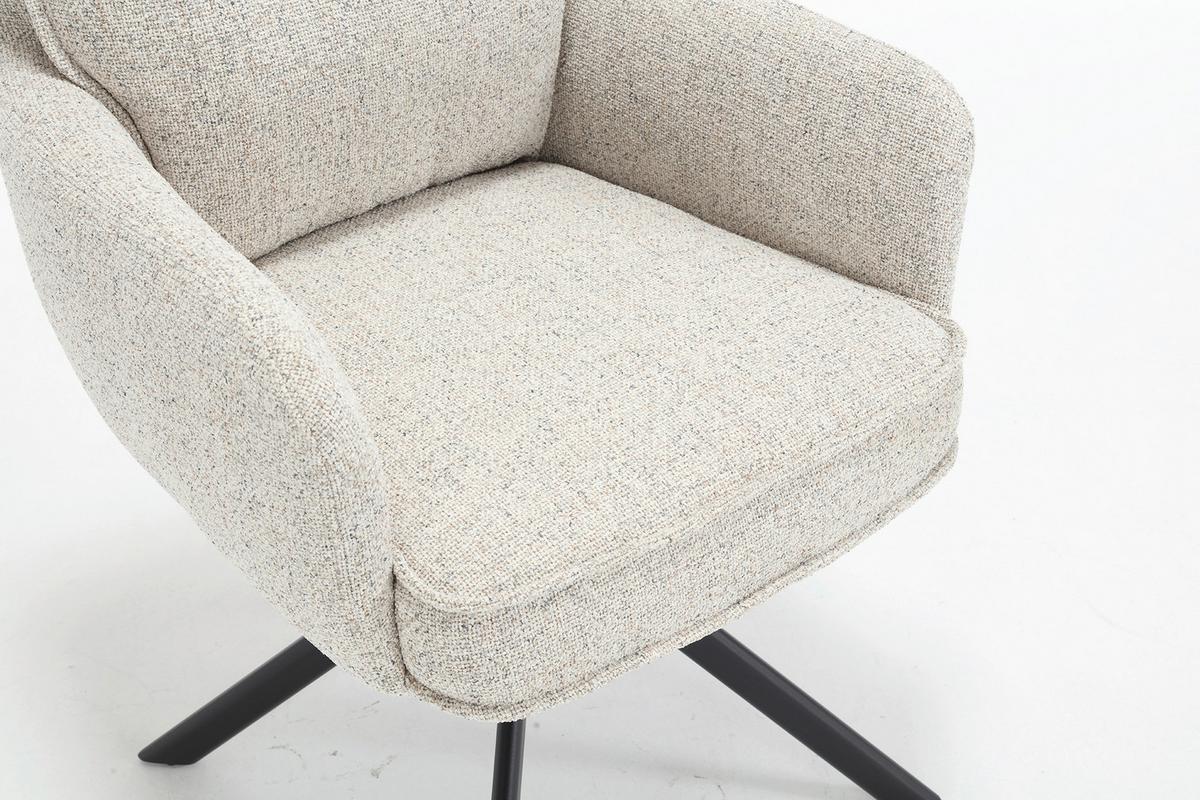 Armlehnstuhl Beige B: 60cm - Beige/Schwarz, MODERN, Textil/Metall (60/93/67cm) - Livetastic