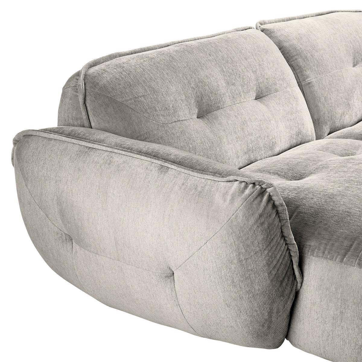 Ecksofa Fluffy Silberfarben S: 184x269 Cm - Silberfarben/Schwarz, MODERN, Textil (184/269cm) - Trendmanufaktur