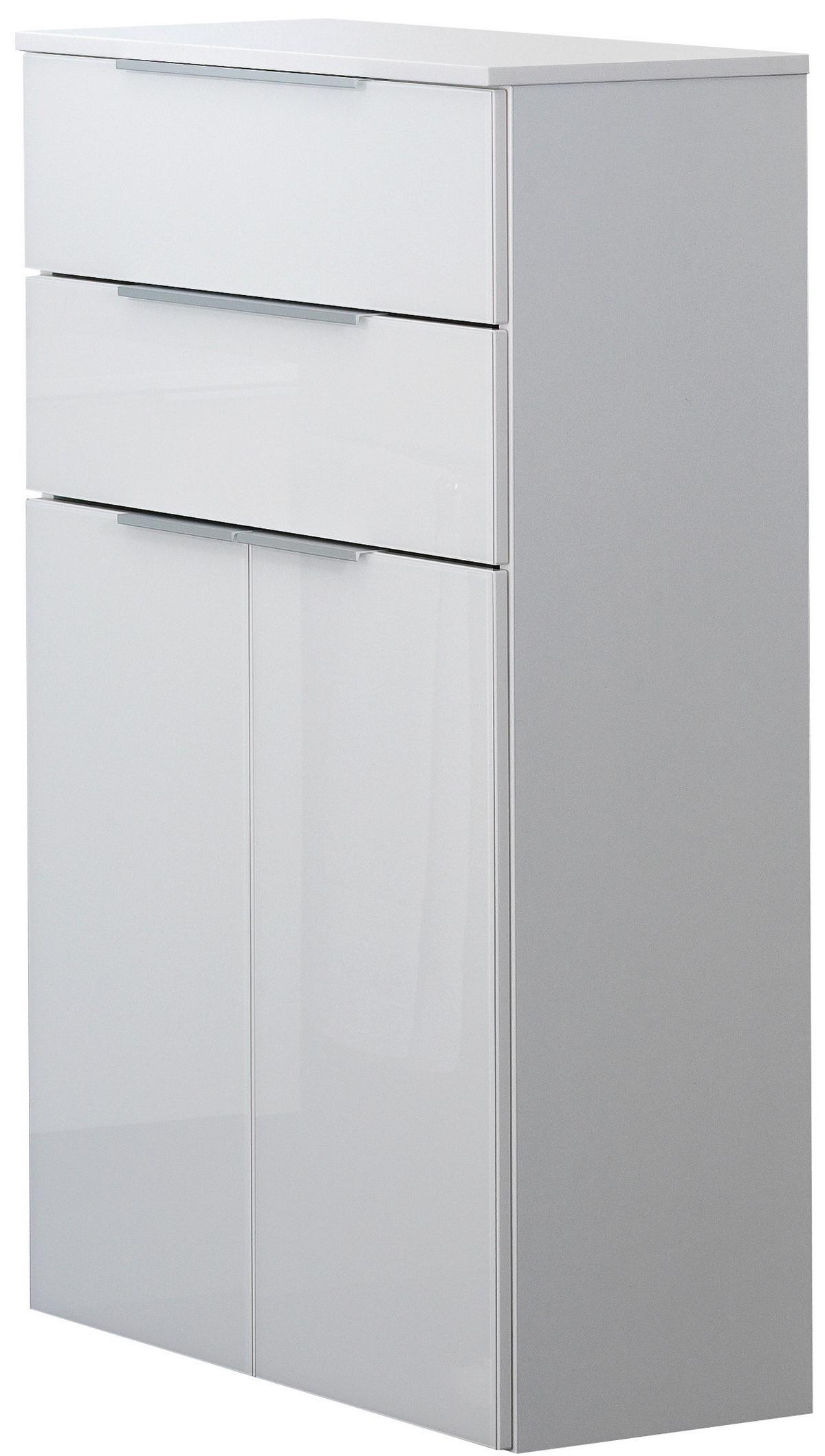 Midischrank Mit Soft-Close Kara White B: 61cm, Weiß - Weiß, MODERN, Glas/Holzwerkstoff (61/106,5/32cm) - MID.YOU
