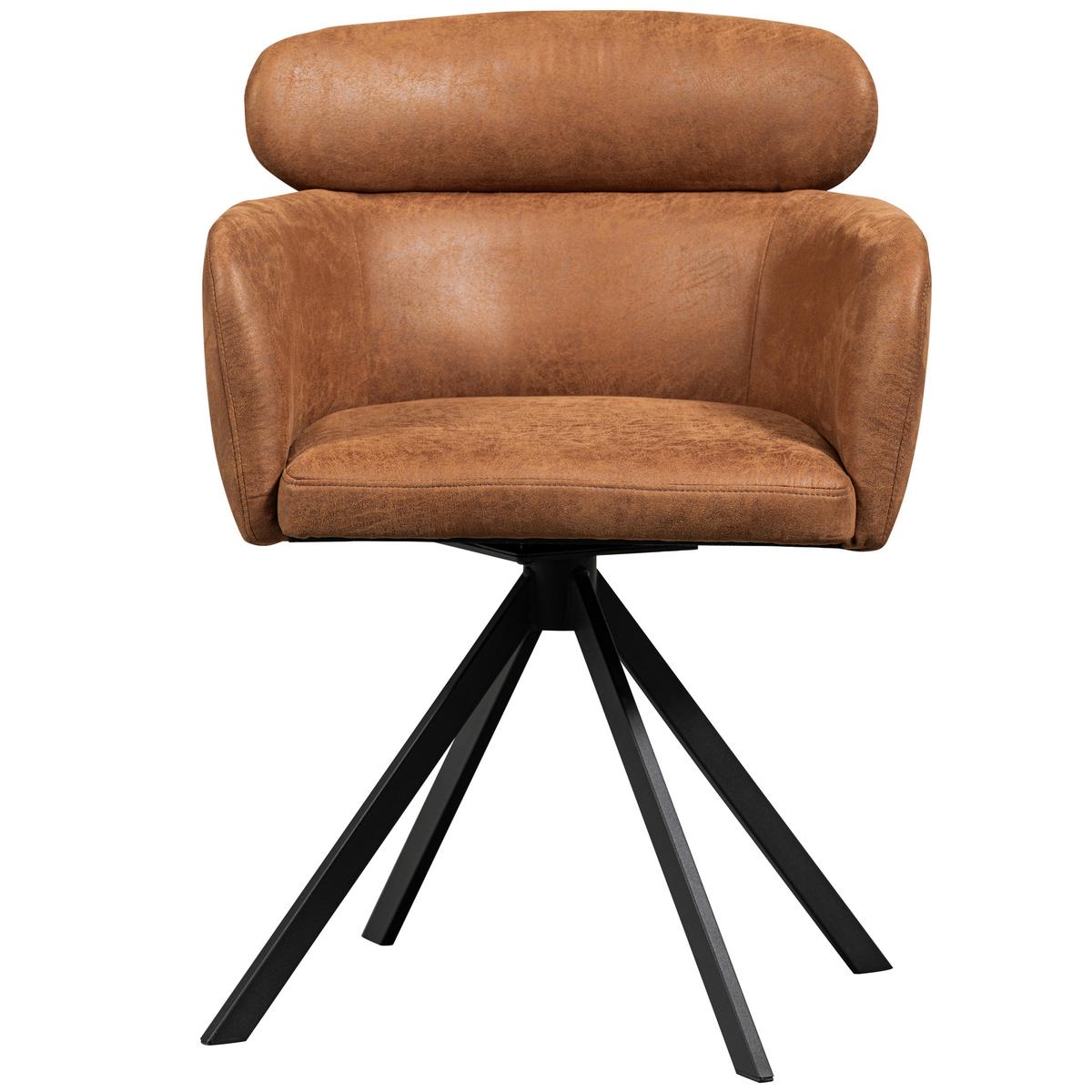 ARMLEHNSTUHL-SET Fenne Cognac B: 58cm - Cognac/Schwarz, MODERN, Textil/Metall (58/80/60cm) - Livetastic