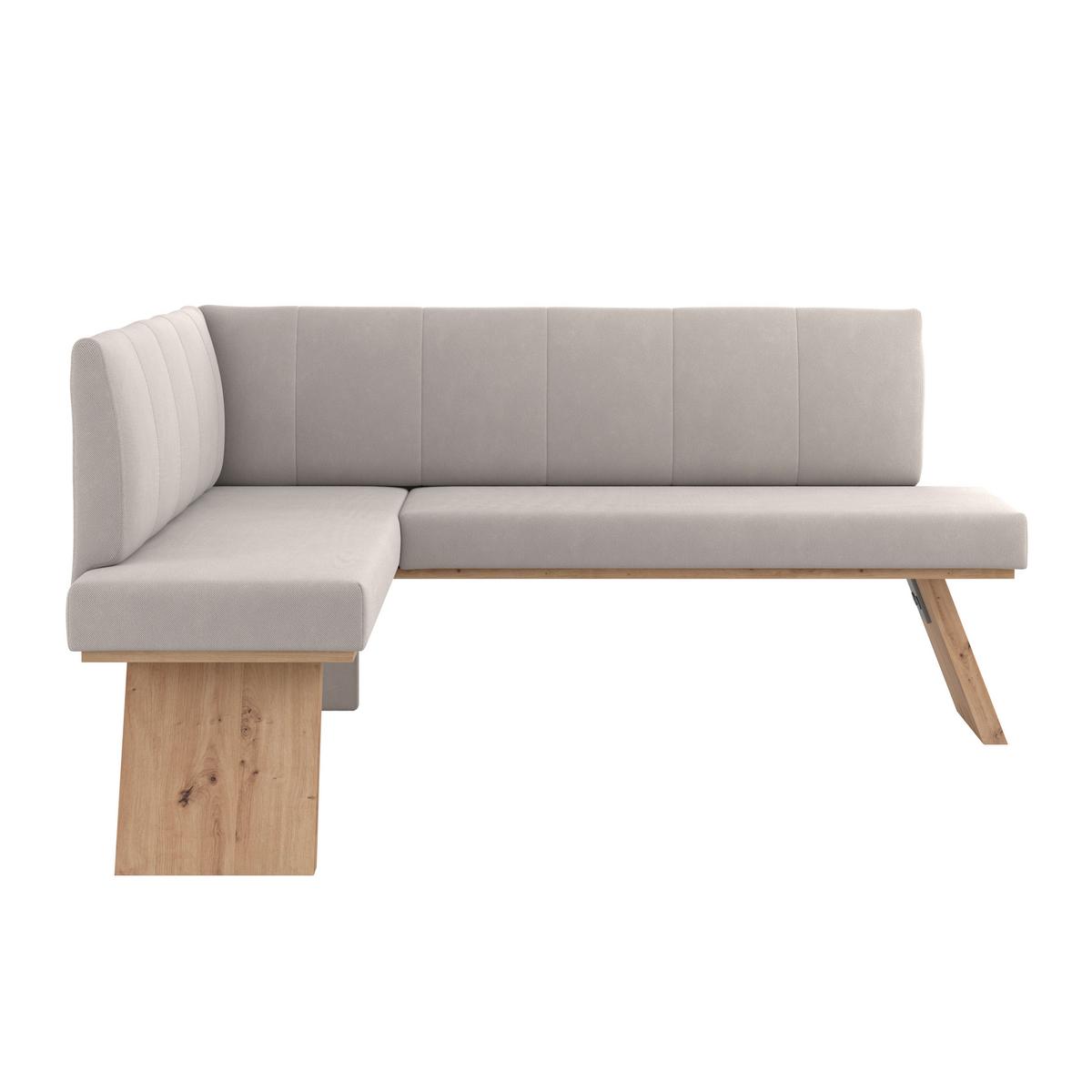 Eckbank Emma Ii Webstoff Weiß, B: 140 Cm - Eichefarben/Weiß, KONVENTIONELL, Holzwerkstoff/Textil (140/160cm)