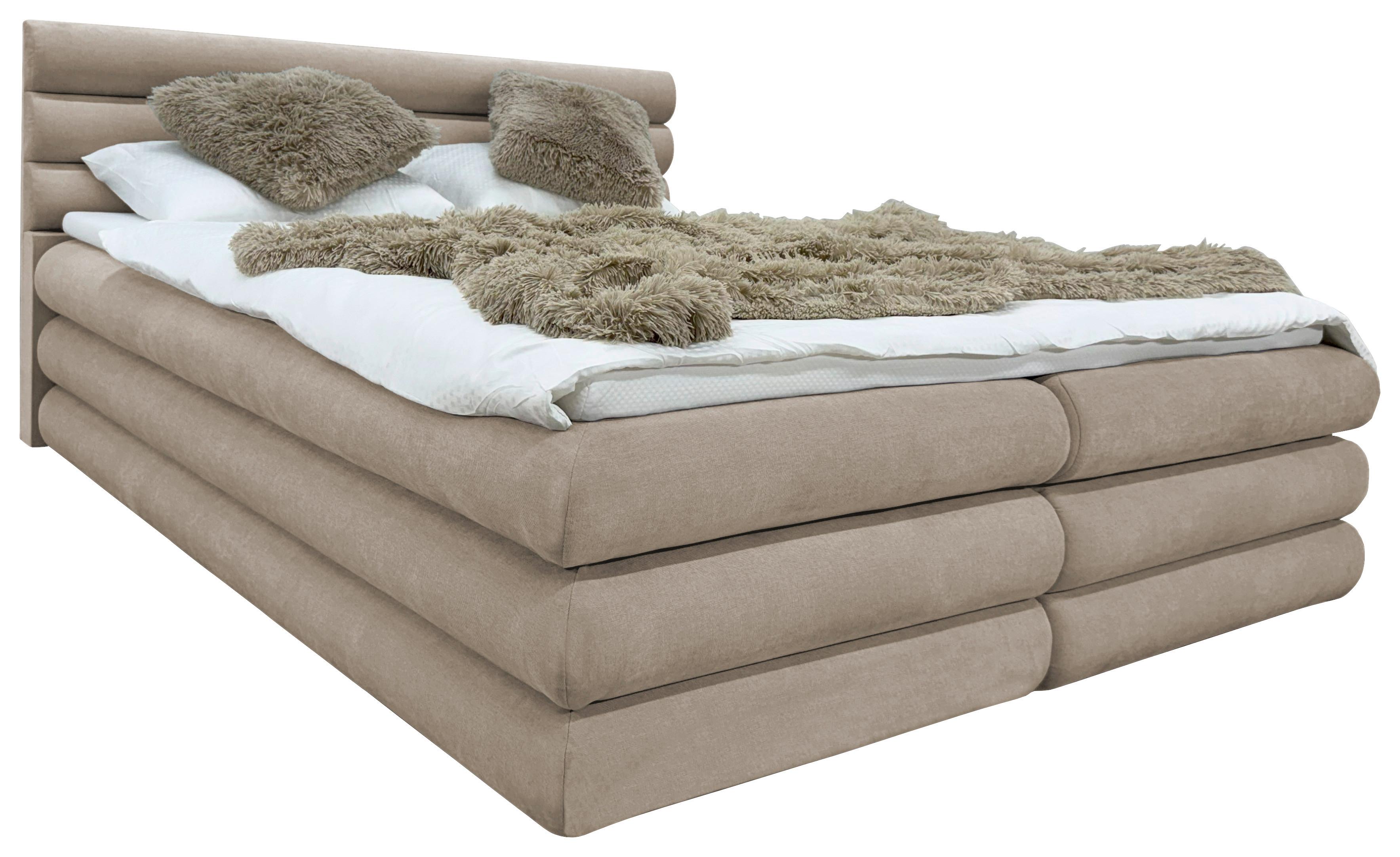 Boxbett Mit Bettkasten Allegro Beige 180x200 Cm - Beige, MODERN, Textil (180/200cm) - Livetastic