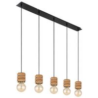 Hängeleuchte Angeline H: 120cm 5-Flammig, Braun/Schwarz - Schwarz/Braun, KONVENTIONELL, Holzwerkstoff/Metall (116/10/120cm) - Globo