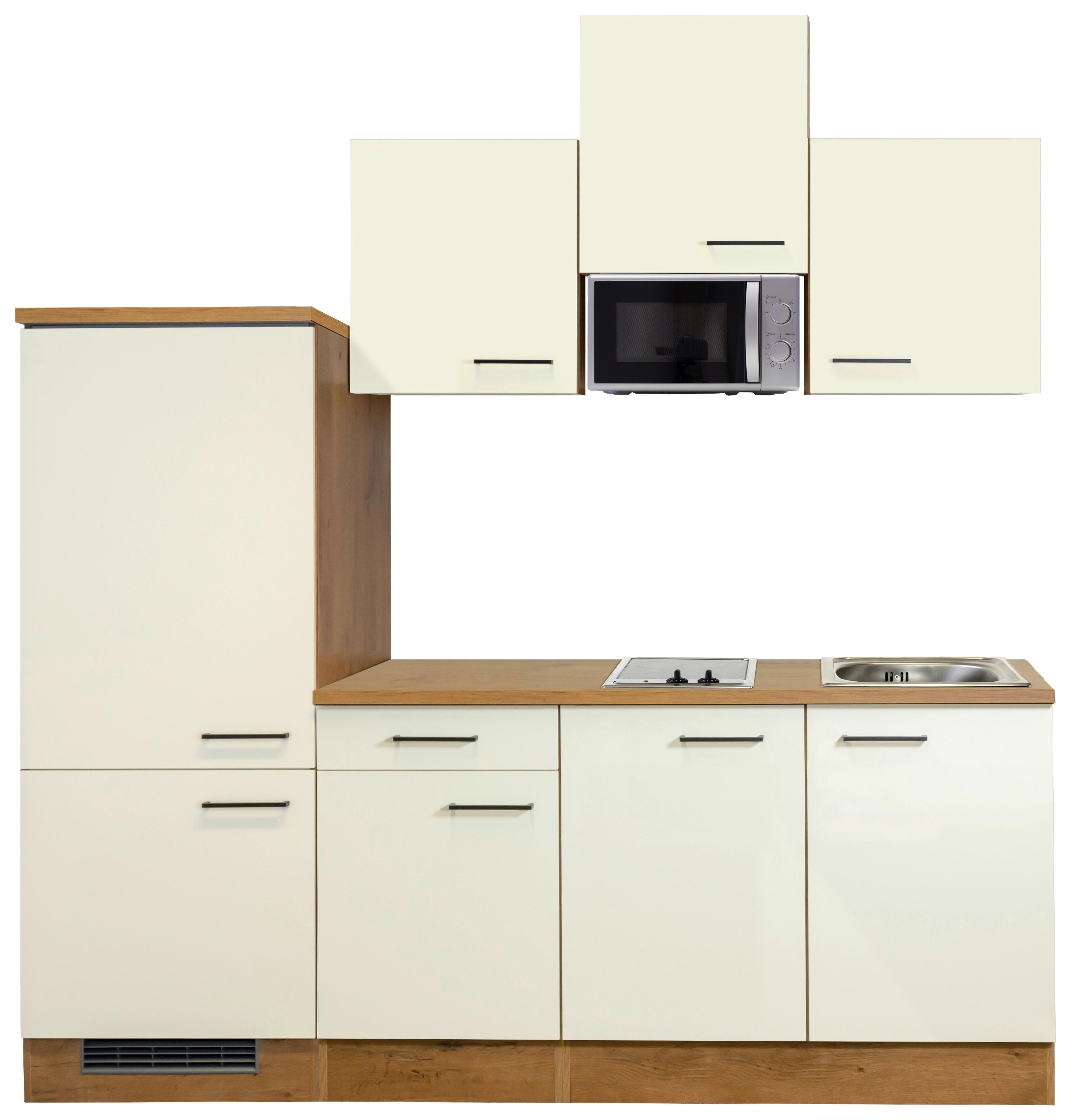 Kuchynský blok AVILA šírka 210 cm - čierna/magnóliová, Modern, kov/kompozitné drevo (210cm) - FlexWell