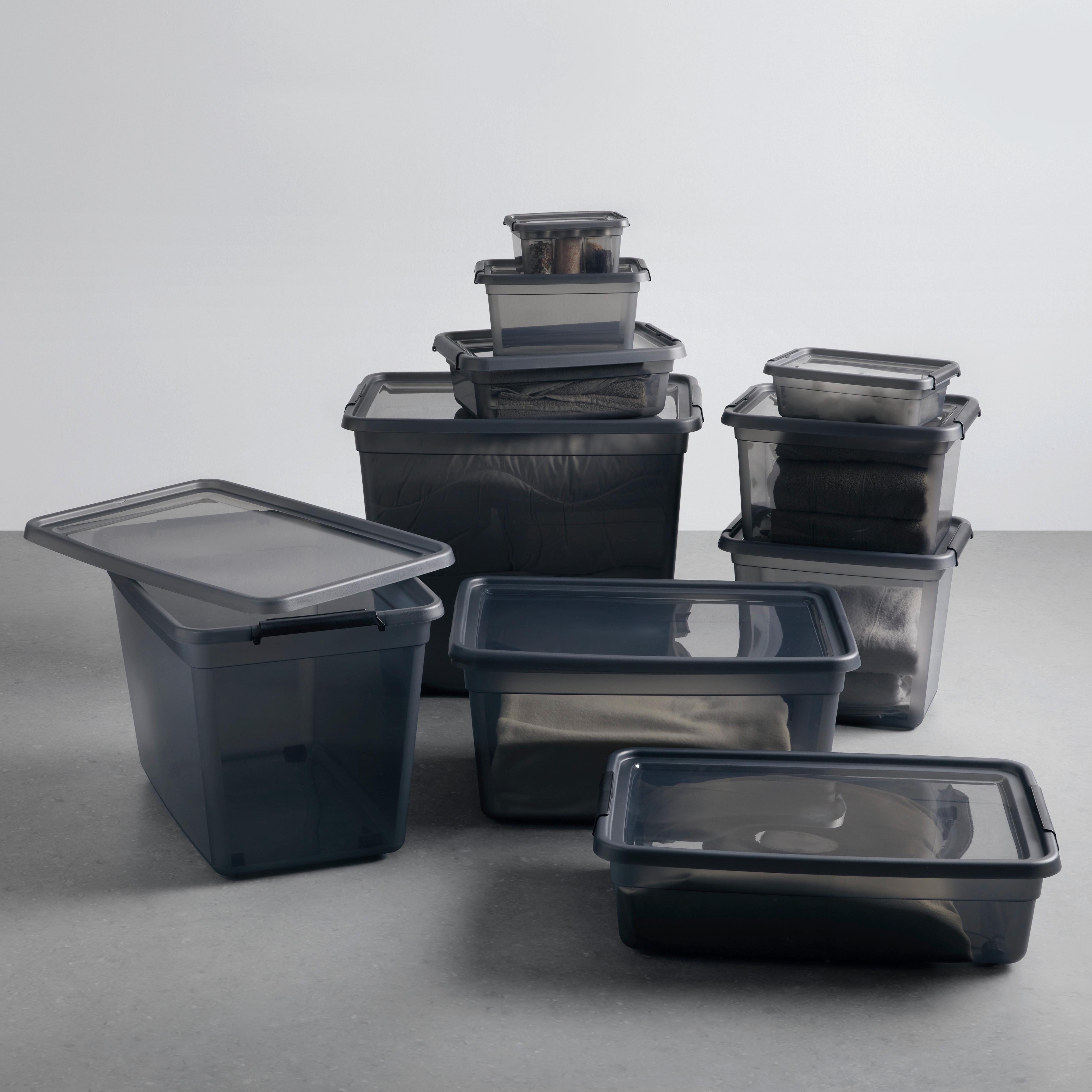 Úložný Box Blacky - Ca. 15,5 L - priehľadné/čierna, Moderný, plast (28/38/22cm) - Premium Living