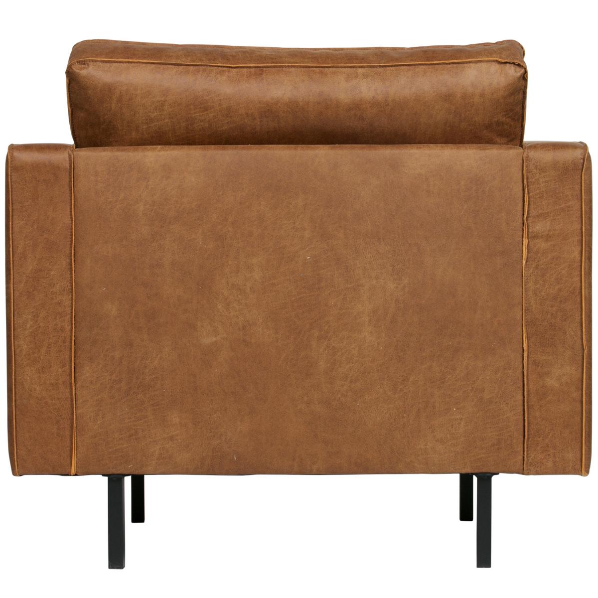 Sessel Rodeo Classic Cognac B: 98cm - Cognac/Schwarz, Design, Leder/Metall (98/83/88cm) - Livetastic