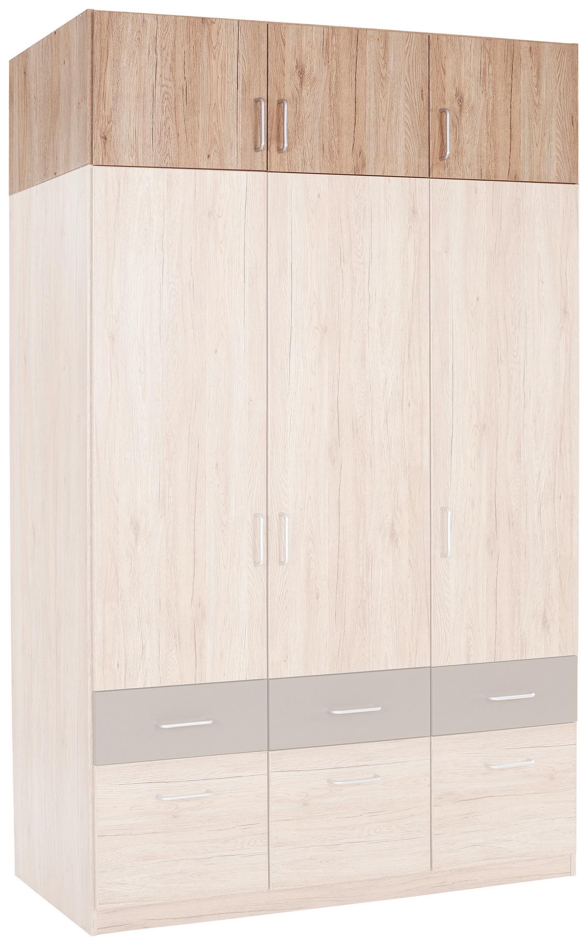 NÁSTAVEC NA SKŘÍŇ AALEN-EXTRA - barvy dubu/barvy hliníku, Konvenční, kompozitní dřevo/plast (136/39/54cm)